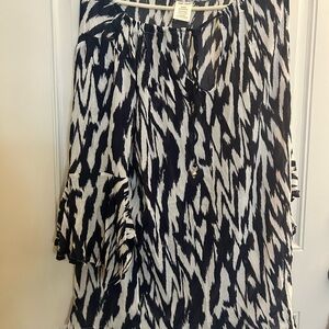 Anne Cole Blue and White Swim Coverup with Flowing Silhouette